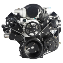 LS Chevy S-Drive Serp Kit wo A/C for Remote Res - Matte Blk