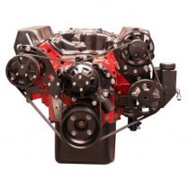 Ford 351C S-Drive Serp Kit w/Plastic Reservoir - Gloss Black