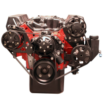 Ford 351C S-Drive Serp Kit w/Plastic Reservoir - Matte Black