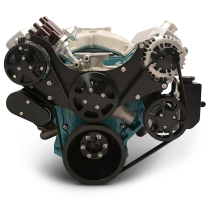 BB Mopar S-Drive Serp Kit w/o A/C w/Billet Res - Matte Black