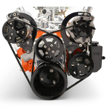 SB Chevy V-Drive Pulley Kit w/Billet Reservoir - Black Anod
