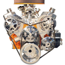 SB Chevy V-Drive Pulley Kit wo A/C w/Billet Res - Clear Anod