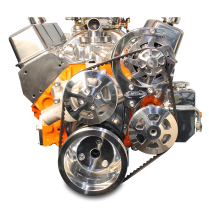 SB Chevy V-Drive Pulley Kit w/o A/C w/Billet Res - Polished