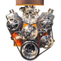 SB Chevy V-Drive Kit wo A/C w/Remote Reservoir - Clear Anod