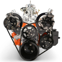 BB Chevy V-Drive Pulley Kit w/Billet P/S Res - Black Anod