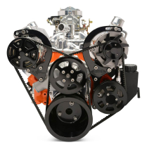 BB Chevy V-Drive Pulley Kit w/Plastic P/S Res - Gloss Black