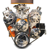 BB Chevy V-Drive Pulley Kit w/Plastic P/S Res - Clear Anod