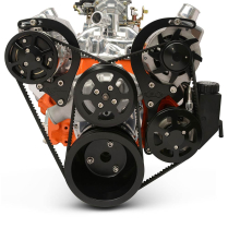 BB Chevy V-Drive Pulley Kit w/Plastic P/S Res - Matte Black