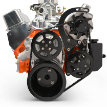 BB Chevy V-Drive Kit w/o A/C w/Billet P/S Res - Matte Black