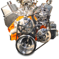 BB Chevy V-Drive Kit w/o A/C w/Billet P/S Res - Polished