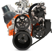 BB Chevy V-Drive Kit w/o A/C w/Plastic P/S Res - Matte Black
