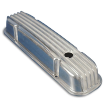 SB Chevy Short Finned Aluminum Valve Covers - Polished
