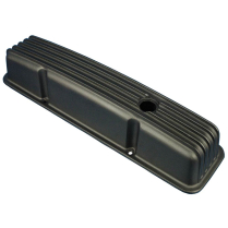 SB Chevy Tall Finned Aluminum Valve Covers - Matte Black