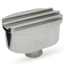 Push-In Oval Finned Alum Valve Cover Breather - Polished