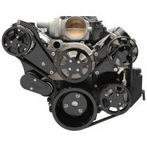 LS Chevy S-Drive 8-Rib Serp Kit w/Plastic Res - Black Anod