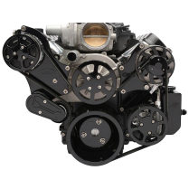 LS Chevy S-Drive 8-Rib Serp Kit with Billet Res - Black Anod