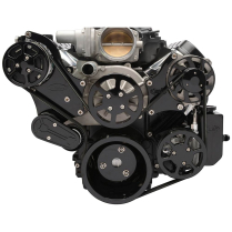 LS Chevy S-Drive 8-Rib Serp Kit w/Billet Res - Gloss Black