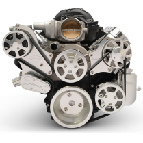LS Chevy S-Drive 8-Rib Serp Kit with Billet Res - Clear Anod