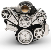 LS Chevy S-Drive 8-Rib Serp Kit with Billet Res - Clear Coat