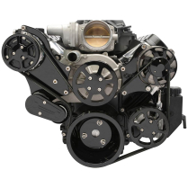 LS Chevy S-Drive 8-Rib Serp Kit w/Plastic Res - Gloss Black