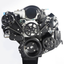 LS Chevy S-Drive 8-Rib Serp Kit w/Plastic Res - Matte Black