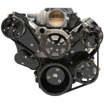 LS Chevy S-Drive 8-Rib Serp Kit for Remote Res - Gloss Black