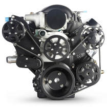 LS Chevy S-Drive 8-Rib Serp Kit for Remote Res - Matte Black