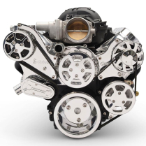 LS Chevy Remote Res P/S Pump & 8-Rib Serp Kit - Polished