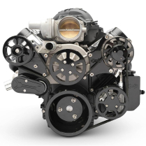 LS Chevy S-Drive 8-Rib Serp Kit wo AC w/Billet Res Gloss Blk