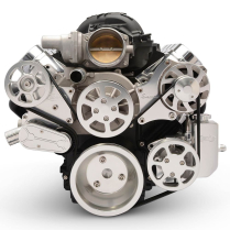 LS Chevy S-Drive 8-Rib Serp Kit wo AC w/Billet Res- Clr Anod