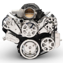 LS Chevy S-Drive 8-Rib Serp Kit wo AC w/Billet Res- Clr Coat