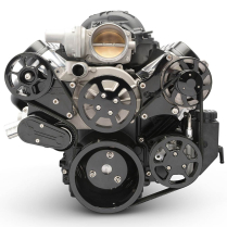 LS Chevy S-Drive 8-Rib Serp Kit wo AC w/Plast Res- Gloss Blk