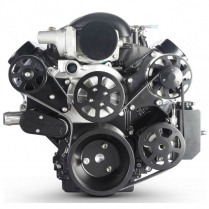 LS Chevy S-Drive 8-Rib Serp Kit w/Billet Res wo AC Matte Blk