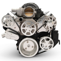 LS Chevy S-Drive 8-Rib Serp Kit wo AC w/Plastic Res Clr Anod