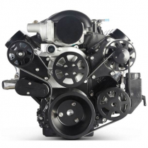 LS Chevy S-Drive 8-Rib Serp Kit wo AC w/Plast Res Matte Blk