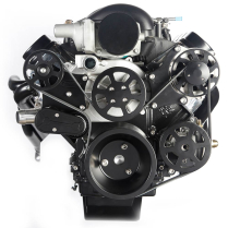 LS Chevy S-Drive 8-Rib Serp Kit wo A/C Remote Res- Matte Blk