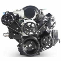 LS Chevy S-Drive Serp Pulley Kit w/Plast PS Res - Black Anod