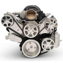 LS Chevy S-Drive Serp Pulley Kit w/Billet PS Res - Clr Anod