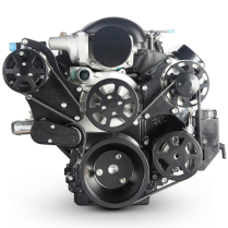 LS Chevy S-Drive Serp Pulley Kit w/Plast P/S Res - Matte Blk