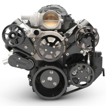 LS Chevy S-Drive Serp Kit w/o A/C w/Plast P/S Res Black Anod
