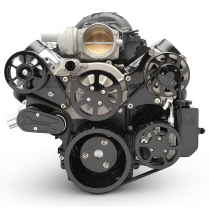 LS Chevy S-Drive Serp Kit wo AC w/Billet P/S Res- Black Anod