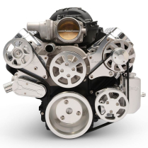 LS Chevy S-Drive Serp Kit wo AC w/Billet P/S Res - Clr Anod