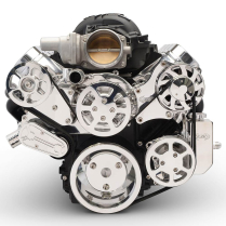 LS Chevy S-Drive Serp Kit wo AC w/Billet P/S Res - Clr Coat
