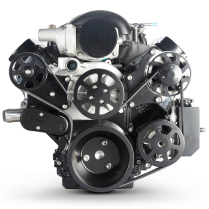 LS Chevy S-Drive Serp Kit wo AC w/Billet P/S Res- Matte Blk