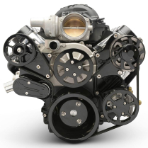 LS Chevy S-Drive Serp Kit w/Remote Power Steer - Black Anod