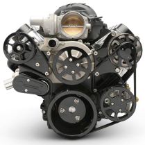 LS Chevy S-Drive Serp Kit w/Remote Power Steer - Gloss Black