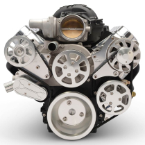 LS Chevy S-Drive Serp Kit w/Remote Power Steer - Clear Anod