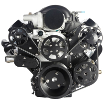 LS Chevy S-Drive Serp Kit w/Remote Power Steer - Matte Black