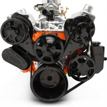 SB Chevy S-Drive Serp Kit w/Billet P/S Res - Matte Black