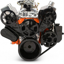 SB Chevy S-Drive Serp Kit w/o A/C w/Billet Res - Matte Black